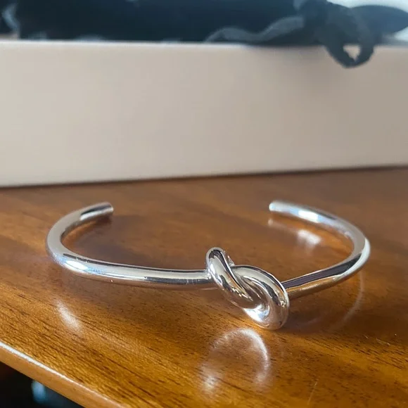 Celine Knot Extra-Thin Bracelet in Brass with Rhodium Finish Silver - Picture 7 of 9